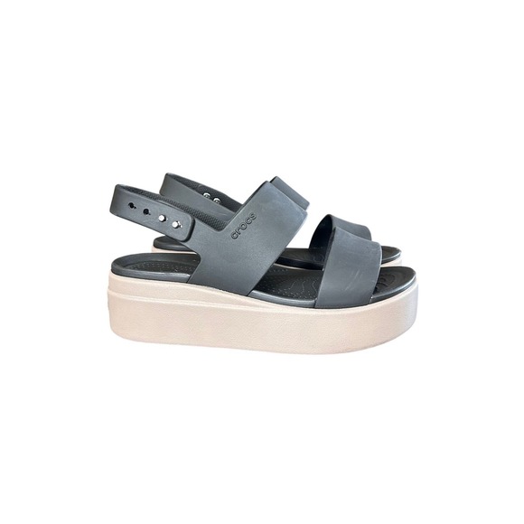 CROCS Shoes - Crocs Brooklyn Low Wedge Sandal Black Mushroom Platform Womens 6 LiteRide Foam